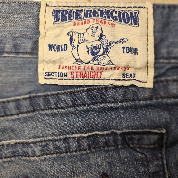 True Religion Mens Blue Denim Straight Leg 5-Pocket Jeans Size 38 x 29 - Picture 6 of 10